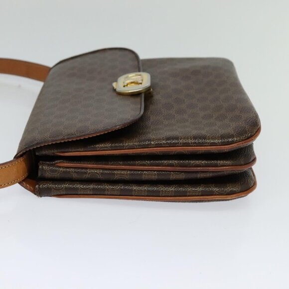 CELINE Macadam Canvas Shoulder Bag PVC Leather Brown Auth ki5395 - Picture 4 of 16